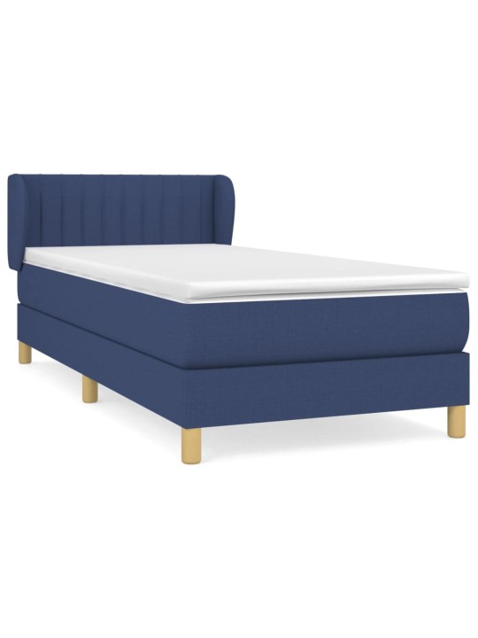 Box spring postel s matrací modrá 100 x 200 cm textil
