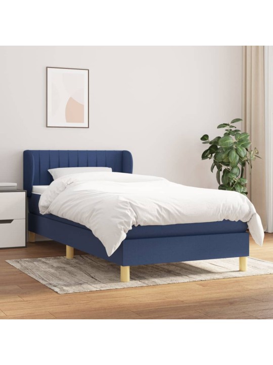 Box spring postel s matrací modrá 100 x 200 cm textil