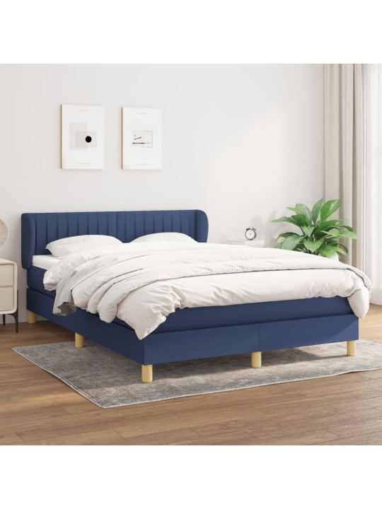 Box spring postel s matrací modrá 140x190 cm textil