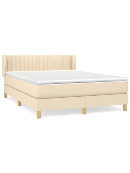 Box spring postel s matrací krémová 140x200 cm textil