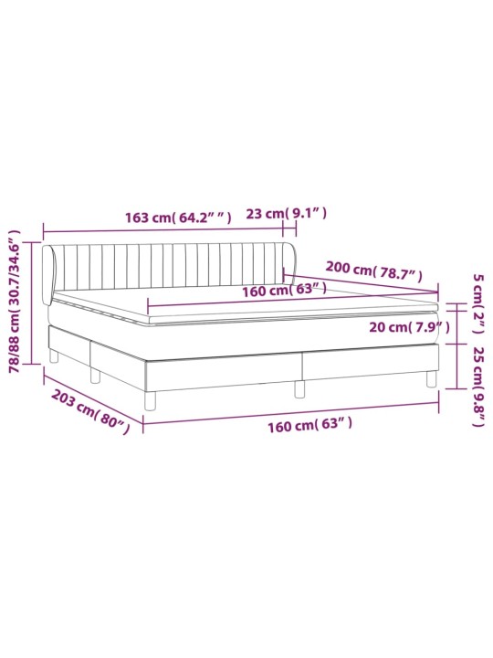 Box spring postel s matrací tmavě šedá 160x200 cm textil