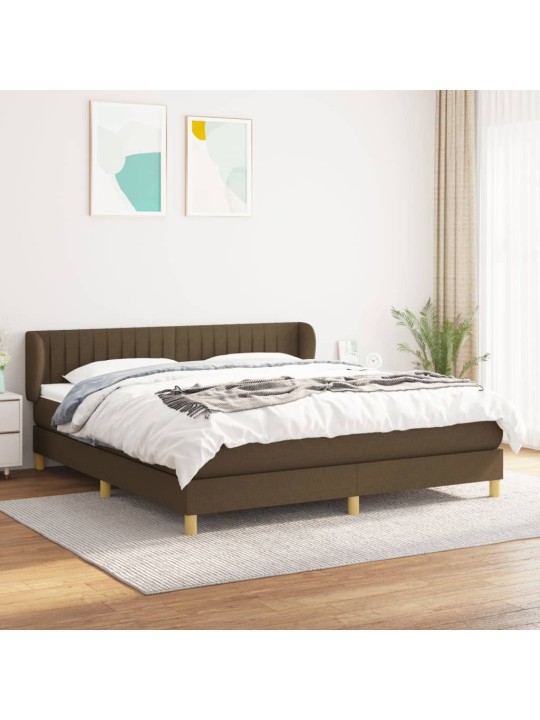 Box spring postel s matrací tmavě hnědá 160x200 cm textil