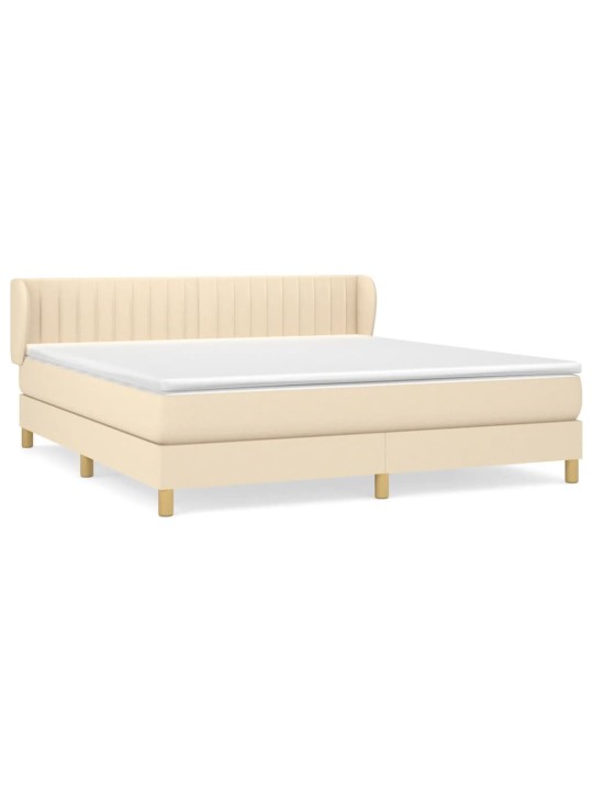 Box spring postel s matrací krémová 160x200 cm textil