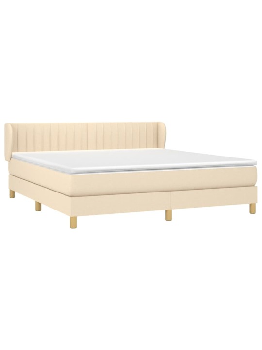 Box spring postel s matrací krémová 160x200 cm textil