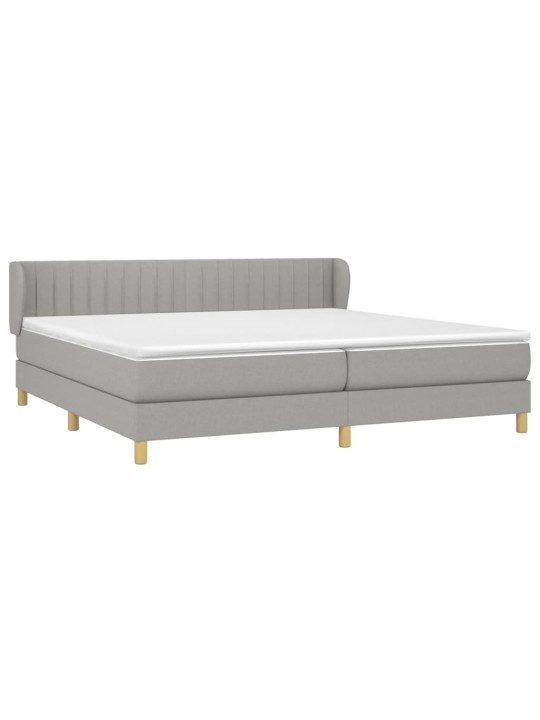 Box spring postel s matrací světle šedá 200 x 200 cm textil