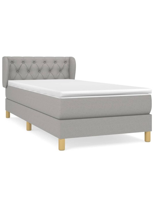 Box spring postel s matrací světle šedá 80 x 200 cm textil