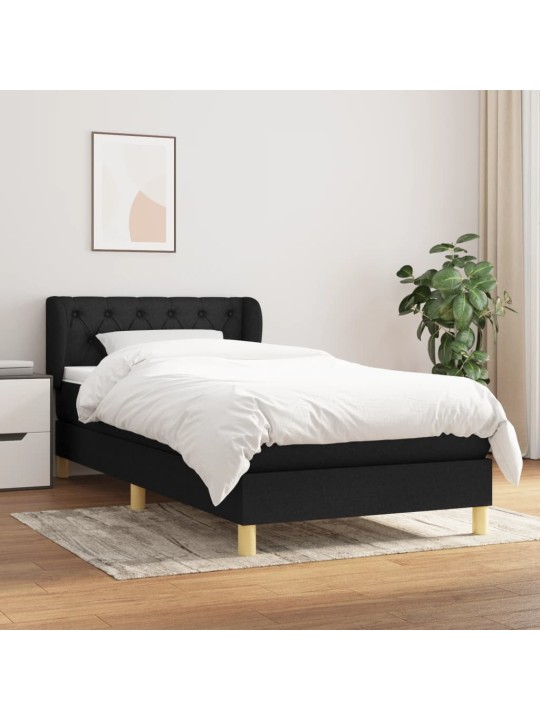 Box spring postel s matrací černá 80 x 200 cm textil