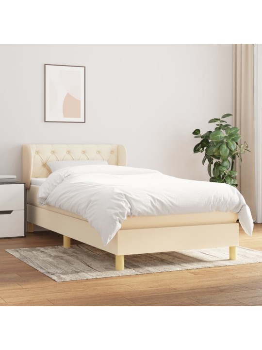 Box spring postel s matrací krémová 80 x 200 cm textil