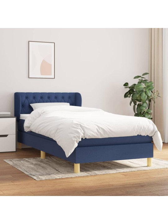 Box spring postel s matrací modrá 80x200 cm textil