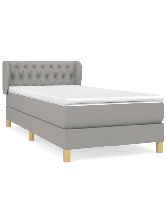 Box spring postel s matrací světle šedá 90x200 cm textil