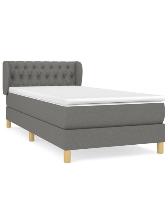 Box spring postel s matrací tmavě šedá 90x200 cm textil