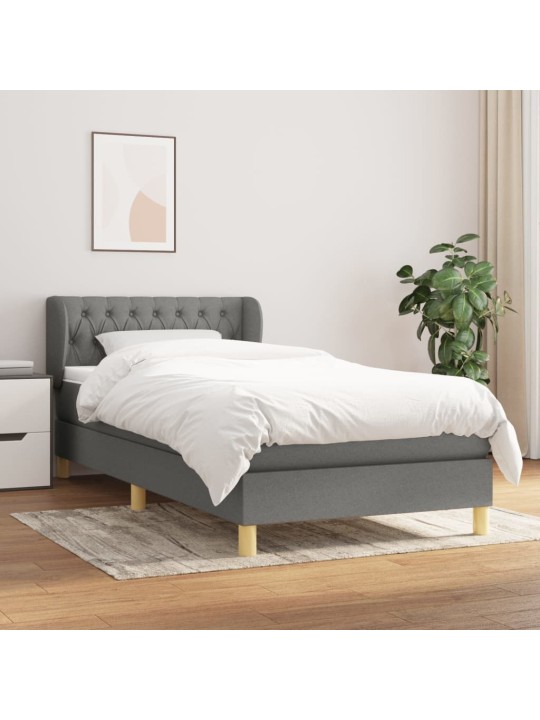 Box spring postel s matrací tmavě šedá 90x200 cm textil
