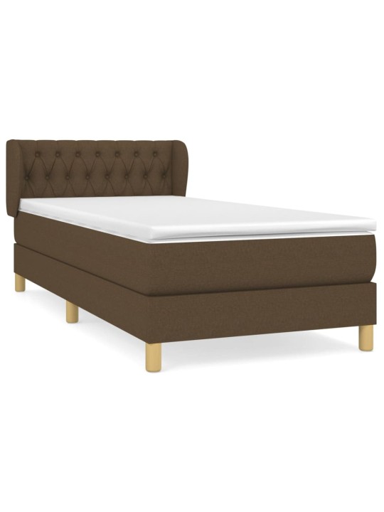 Box spring postel s matrací tmavě hnědá 90x200 cm textil