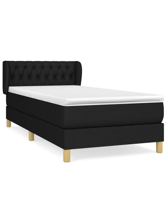 Box spring postel s matrací černá 100 x 200 cm textil
