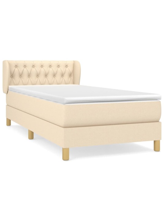 Box spring postel s matrací krémová 100 x 200 cm textil