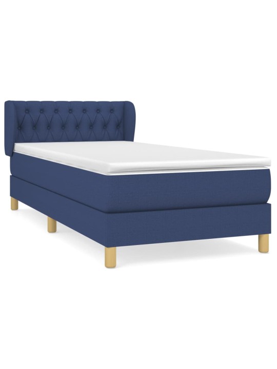Box spring postel s matrací modrá 100 x 200 cm textil