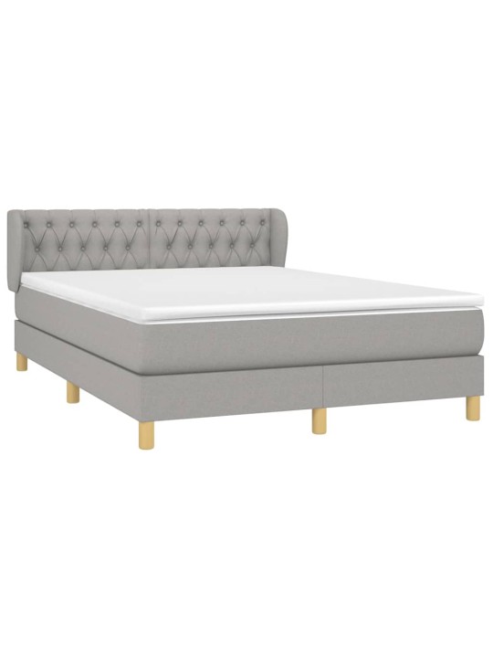Box spring postel s matrací světle šedá 140 x 200 cm textil