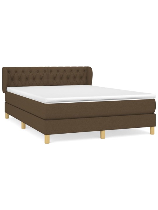 Box spring postel s matrací tmavě hnědá 140x200 cm textil