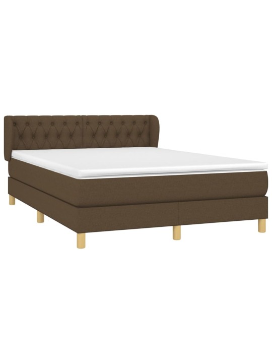 Box spring postel s matrací tmavě hnědá 140x200 cm textil