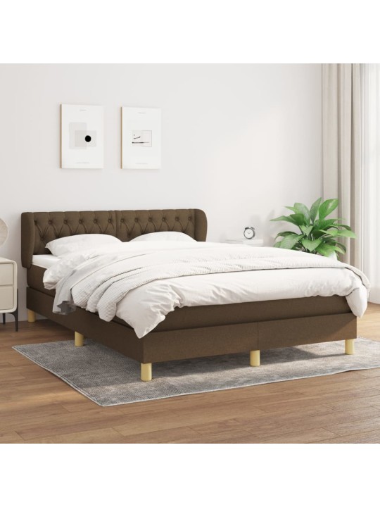 Box spring postel s matrací tmavě hnědá 140x200 cm textil