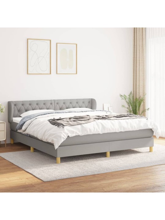 Box spring postel s matrací světle šedá 160 x 200 cm textil