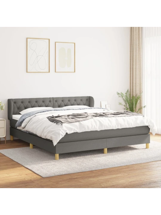 Box spring postel s matrací tmavě šedá 160x200 cm textil
