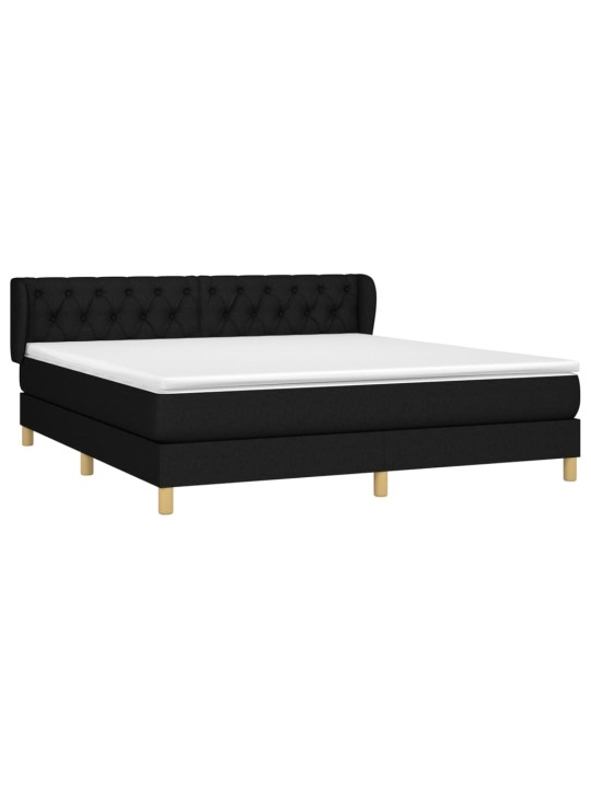 Box spring postel s matrací černá 160x200 cm textil