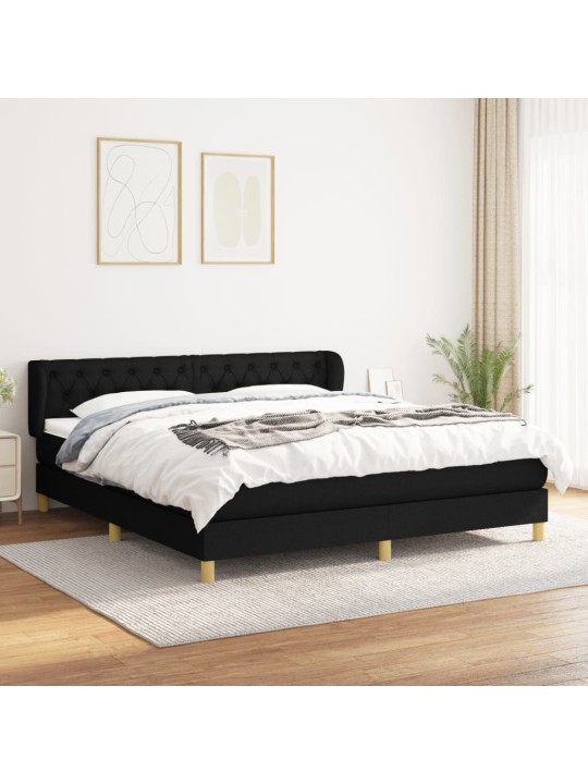 Box spring postel s matrací černá 160x200 cm textil