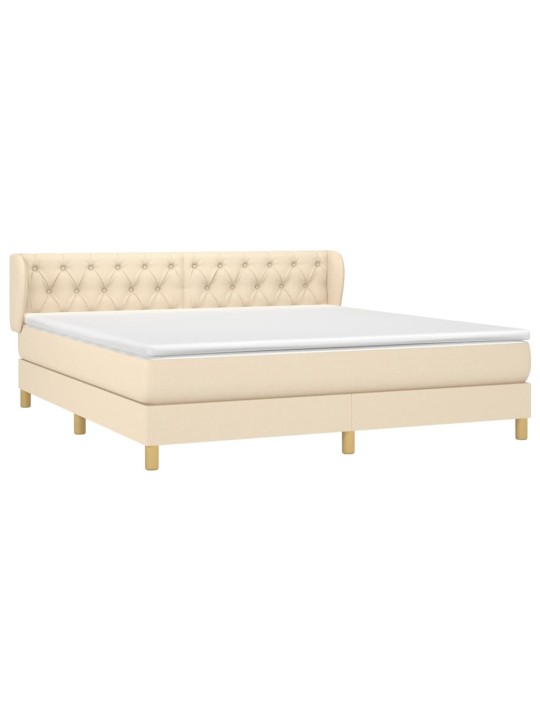 Box spring postel s matrací krémová 160x200 cm textil