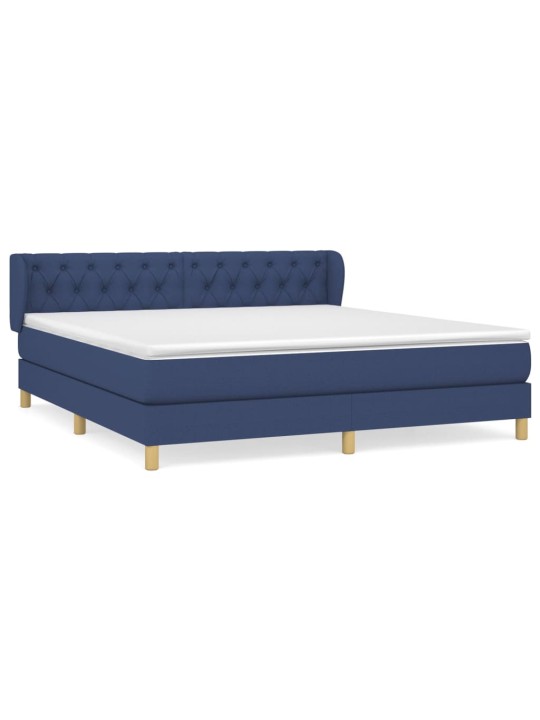Box spring postel s matrací modrá 160x200 cm textil