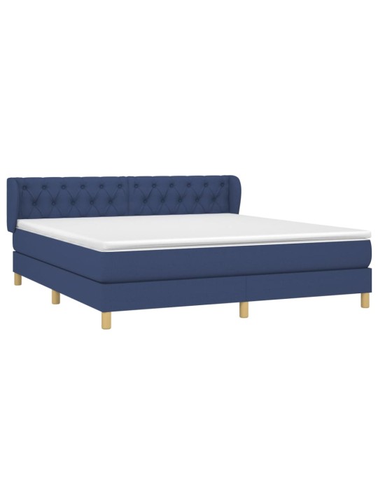 Box spring postel s matrací modrá 160x200 cm textil
