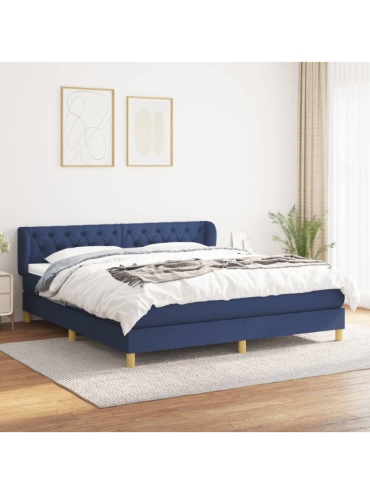 Box spring postel s matrací modrá 160x200 cm textil