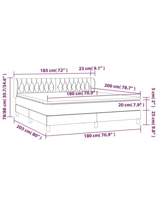 Box spring postel s matrací tmavě šedá 180x200 cm textil