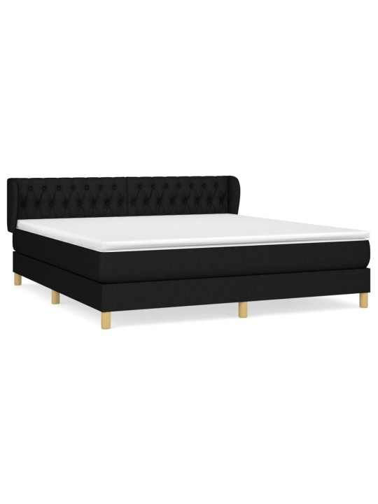 Box spring postel s matrací černá 180x200 cm textil