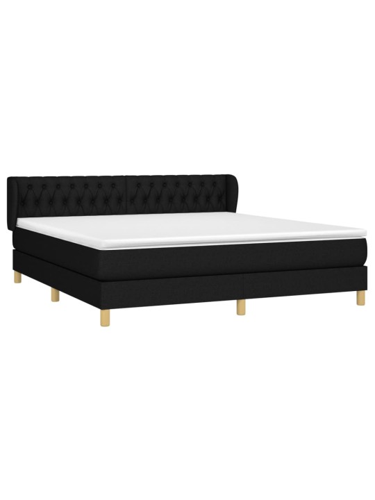 Box spring postel s matrací černá 180x200 cm textil