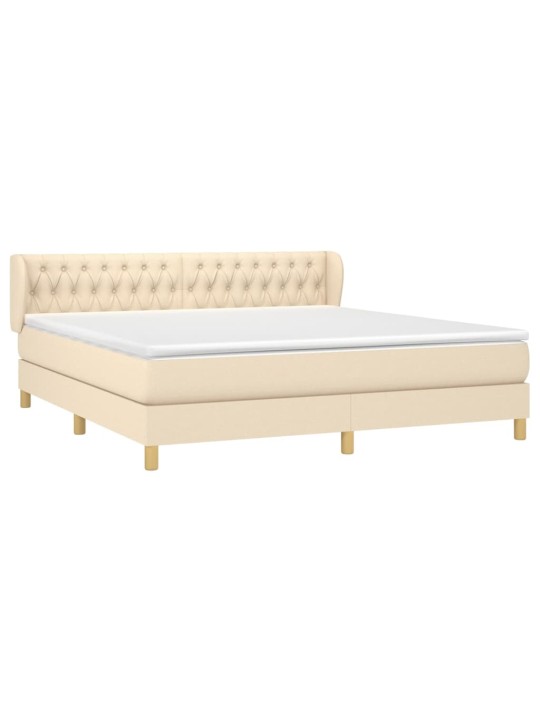 Box spring postel s matrací krémová 180x200 cm textil