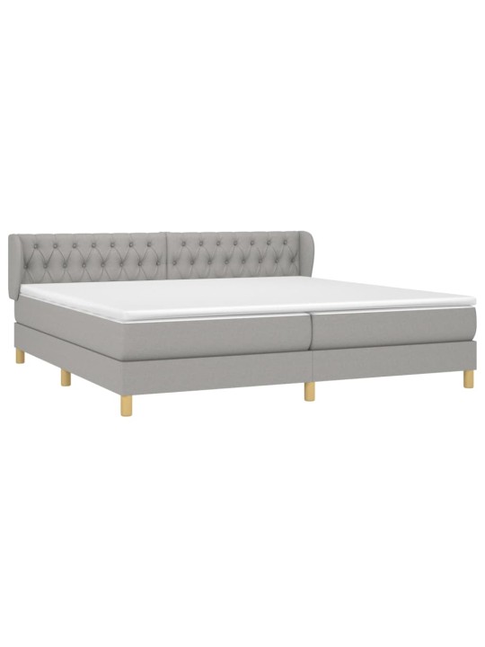 Box spring postel s matrací světle šedá 200 x 200 cm textil