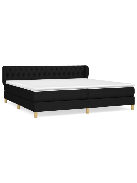 Box spring postel s matrací černá 200x200 cm textil