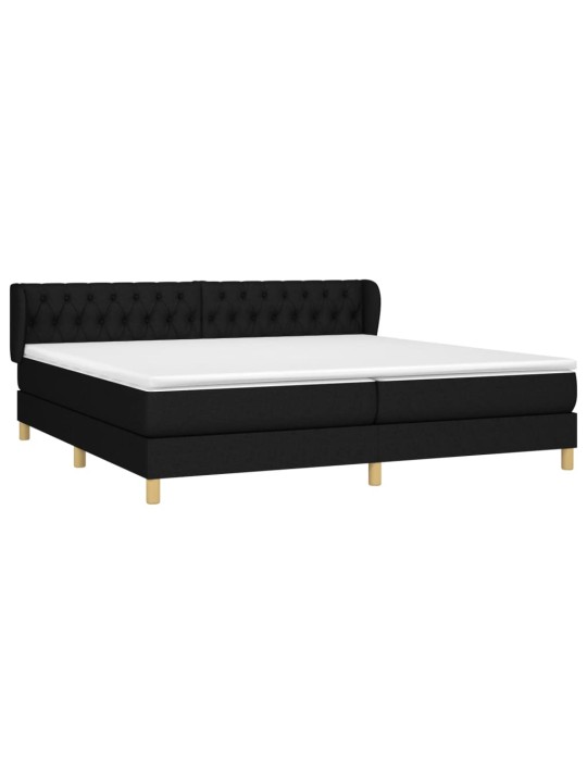 Box spring postel s matrací černá 200x200 cm textil