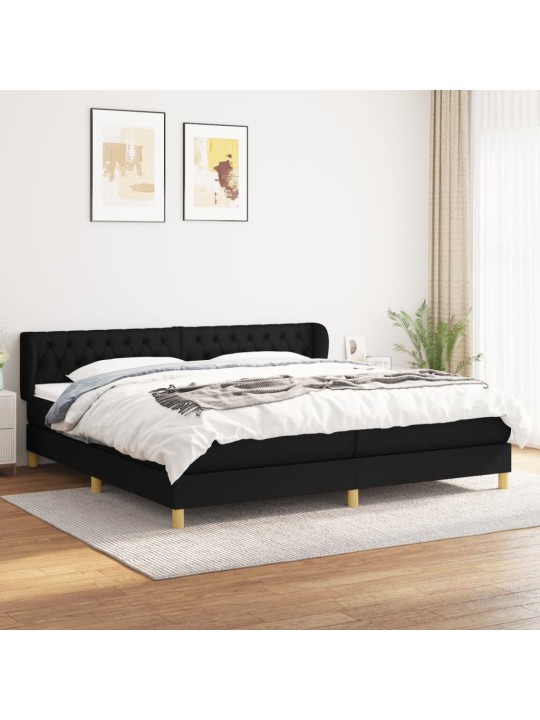 Box spring postel s matrací černá 200x200 cm textil
