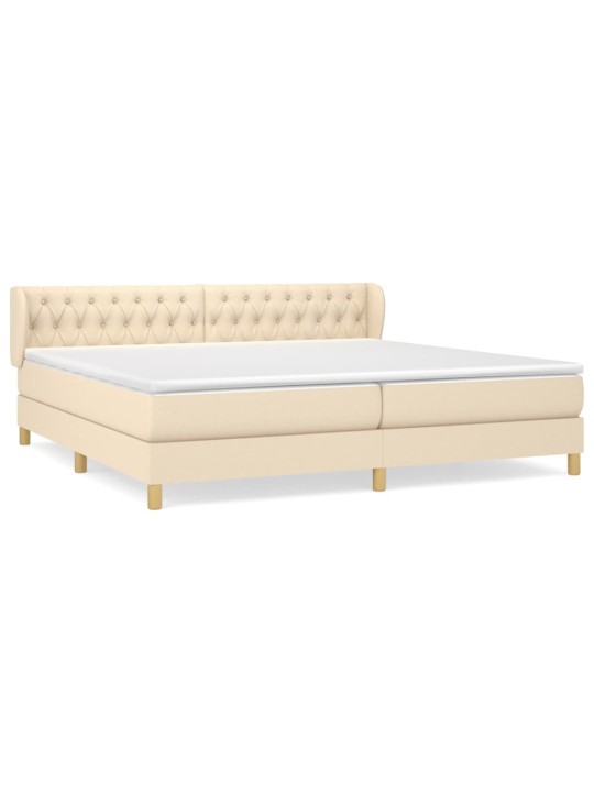Box spring postel s matrací krémová 200x200 cm textil