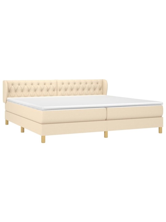 Box spring postel s matrací krémová 200x200 cm textil
