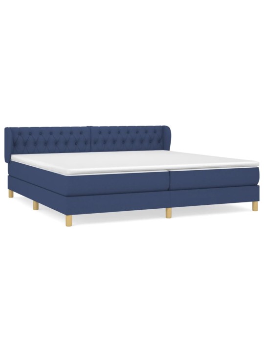 Box spring postel s matrací modrá 200x200 cm textil