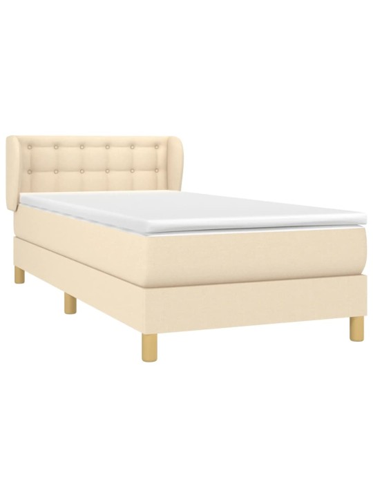 Box spring postel s matrací krémová 90x200 cm textil