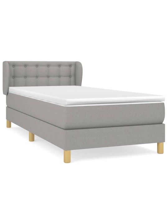 Box spring postel s matrací světle šedý 100 x 200 cm textil
