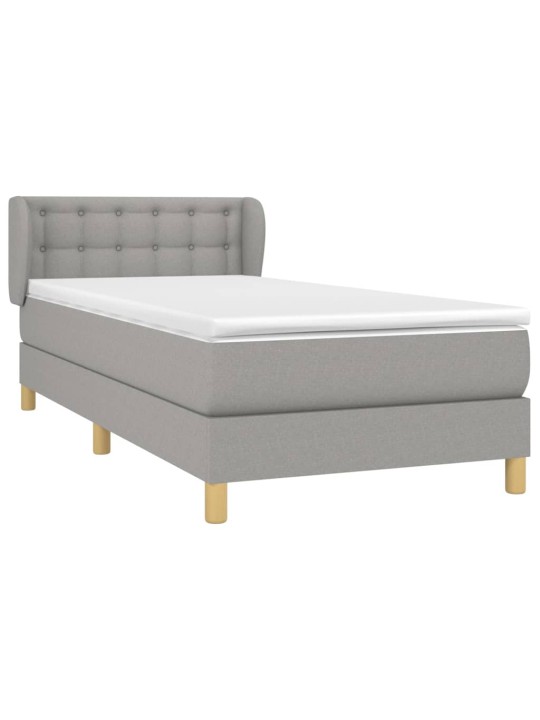Box spring postel s matrací světle šedý 100 x 200 cm textil
