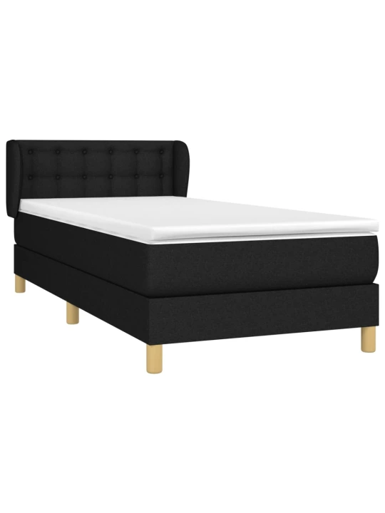 Box spring postel s matrací černá 100 x 200 cm textil