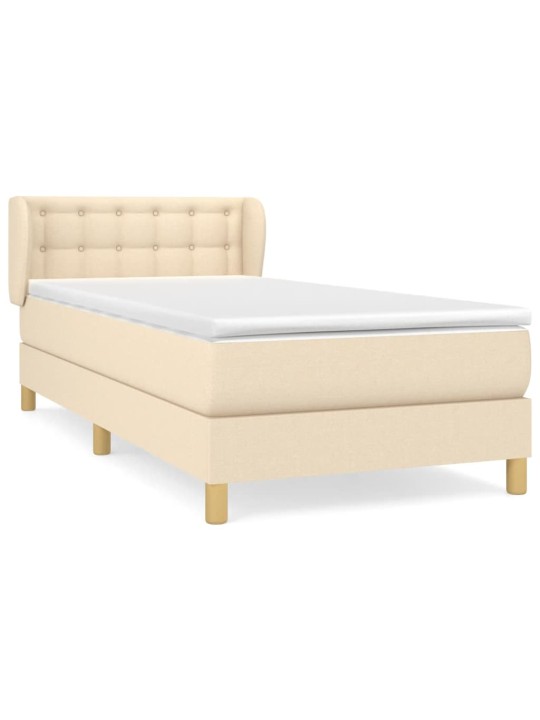 Box spring postel s matrací krémová 100 x 200 cm textil