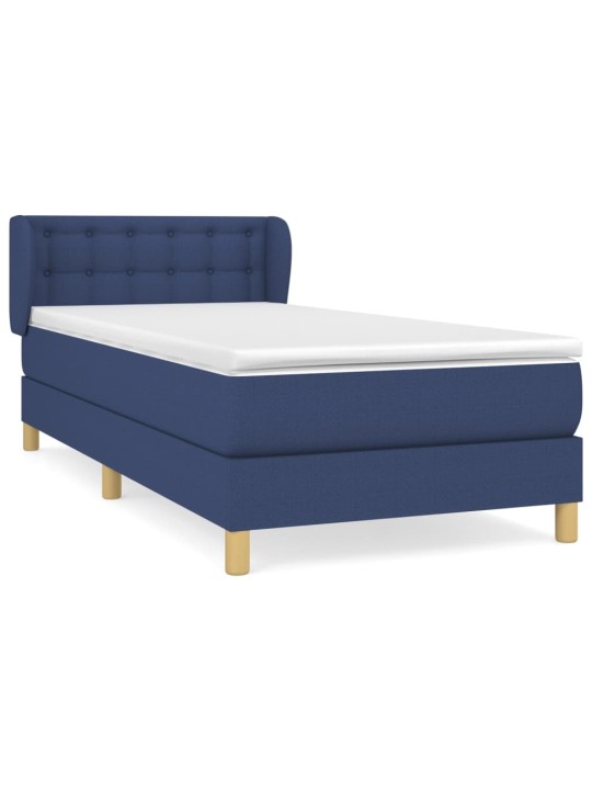 Box spring postel s matrací modrá 100 x 200 cm textil