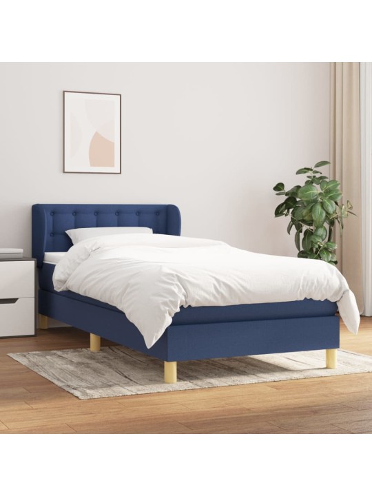 Box spring postel s matrací modrá 100 x 200 cm textil
